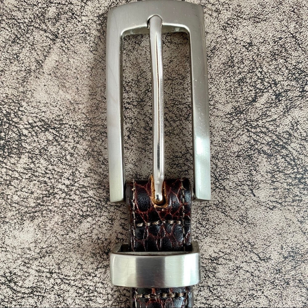 Crocodile Leather Silver Buckle Belt
